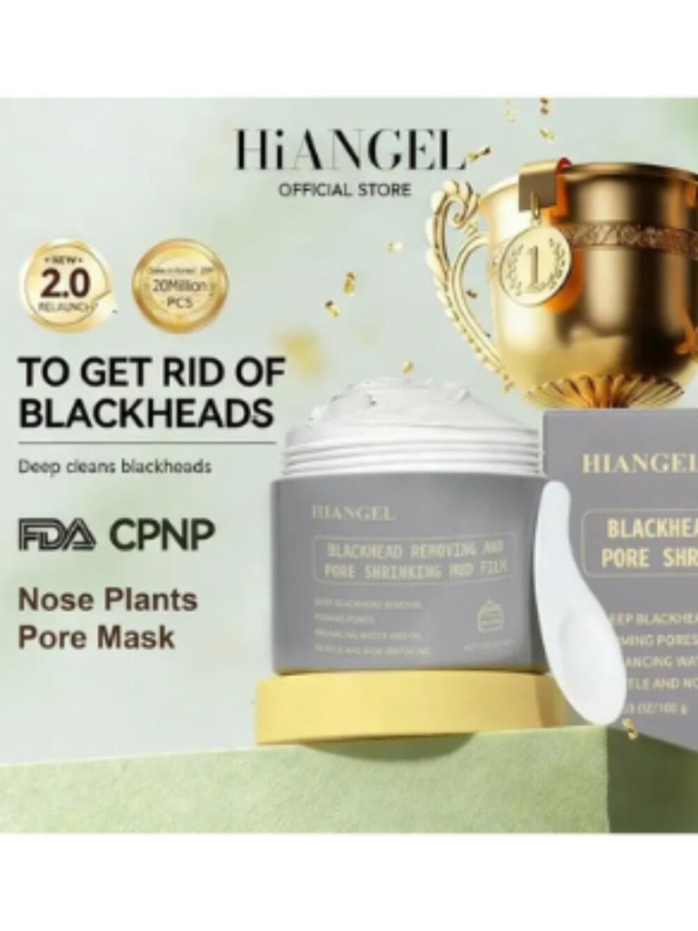 Hiangel Blackhead Removing Mud Film Mask Deep Pore Cleansing Oil Control 80g